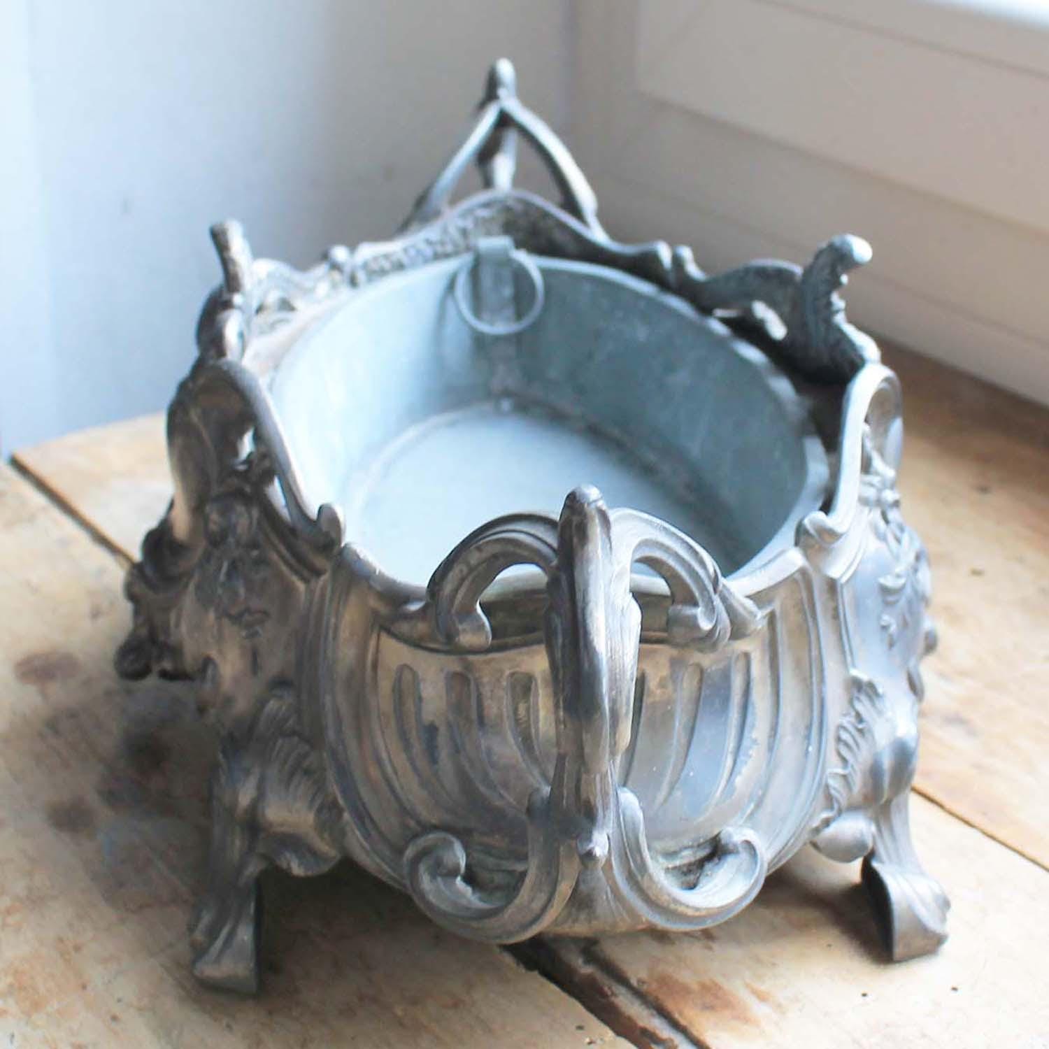 Vintage French Jardiniere Plant Pot for Table Rococo Style