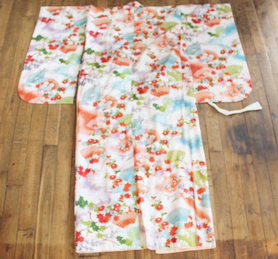 Vintage Japanese Kimono Fabric motif season fall … - image 7