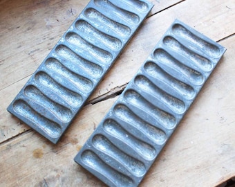 2 of Antique french tin mold biscuits Langue de chat/ vintage 10 Finger biscuits Langue de chat/ beginning of 20th century molding pan