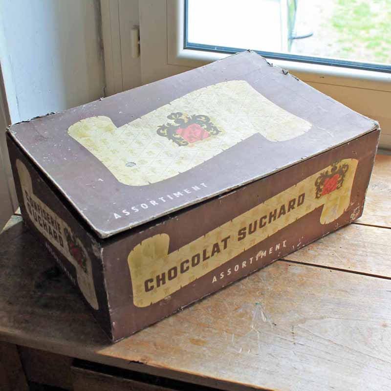 Antique Début Du 20Ème Siècle Français Grande Boîte en Bois Pour Le Chocolat Suchard', Vintage et Ca