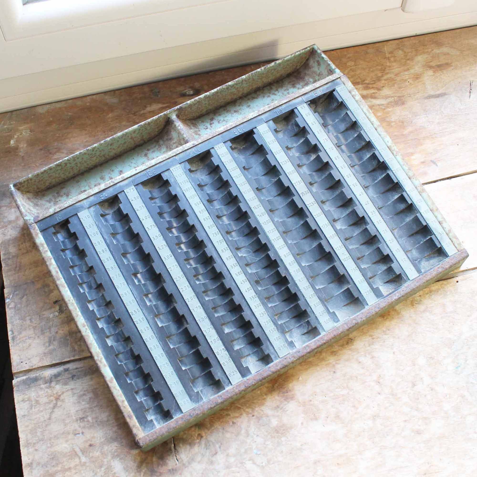 Vintage Français Pièces Trieur Fer & Bakélite/Début Du 20Ème Siècle Comptage de Plateau Lourd