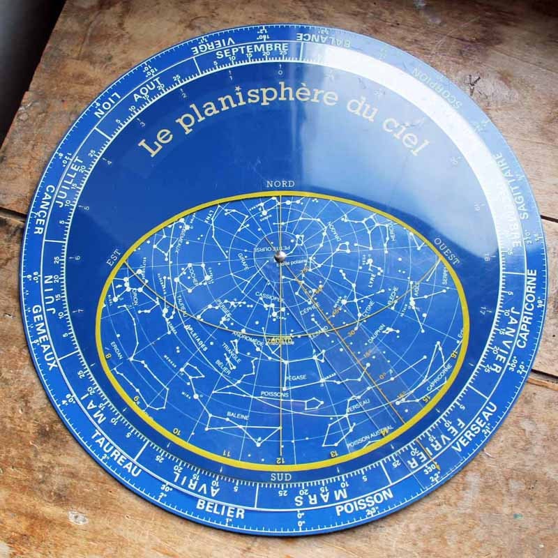 1986, Carte Des Signes Astrologiques Vintage, Le Panispare Du Ciel, Étoiles, Planètes, Géographique