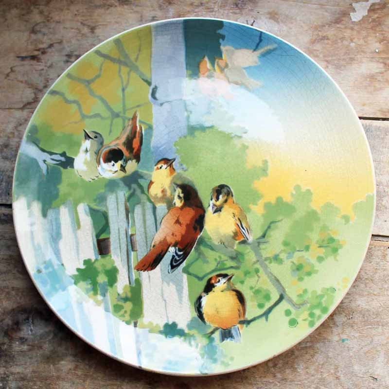 Fin Du 19Ème Cenruty Antique Biggish Plate By Choisy Le Roi France Motif Birds/For Wall Decoration C