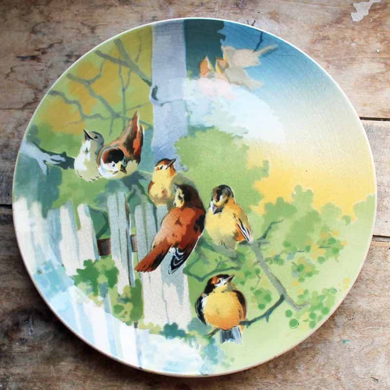 Fin Du 19Ème Cenruty Antique Biggish Plate By Choisy Le Roi France Motif Birds/For Wall Decoration C