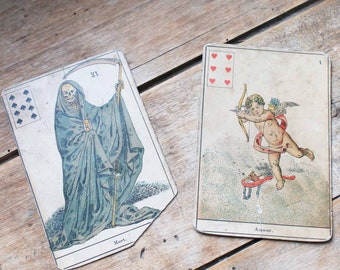 Rare 41 Antique playing card set Angel & death  old costumes / end of 19th century 41 playing cards (incompleted)