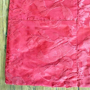 Antique French satin? quilt curtain/ end of 19th century silk? curtain Red flower