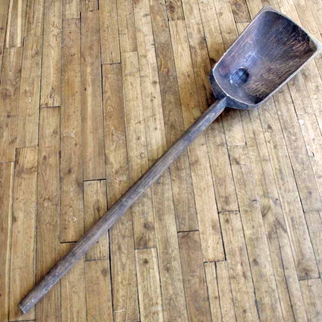 French Antique Hand Curved Wooden Shovel H130cm / Hand Carved Etsy