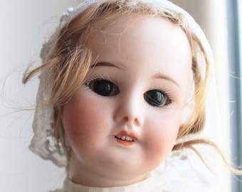 Antique french bisque doll SFBJ 60 / Beginning of 20th century antique porcelain doll  Height 39cm