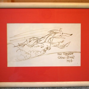 1987 Chuck Jones &quot;Wile E. Coyote&quot; Original Ink Drawing / Framed