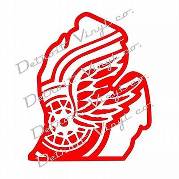 Detroit Red Wings logo inside michigan outline Sticker Decal  8"x11"