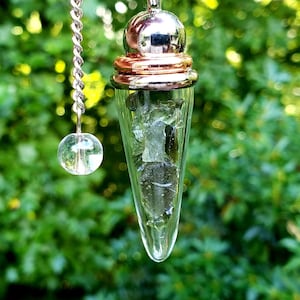 MOLDAVITE Pendulum, Stone of Transformation, Strength, Spiritual Growth and Evolution, Heart Chakra Healing, Glass-Stainless Steel-Copper