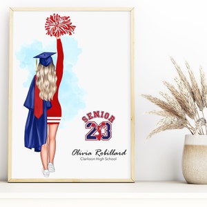 Stampa di laurea personalizzata per cheerleader, regalo di laurea per cheerleader, regalo per cheerleader, stampa di laurea personalizzata, cheerleader, laurea