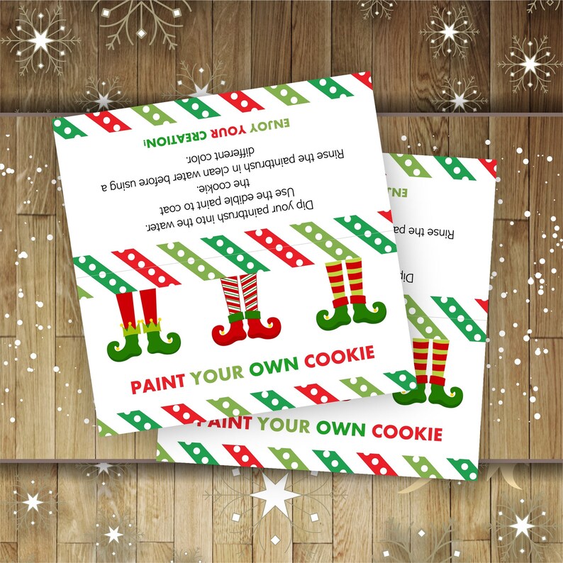 Printable Christmas Paint Your Own Cookie Bag Topper Etsy