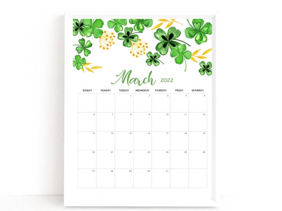 printable march calendar 2022 march calendar 2022 planner etsy