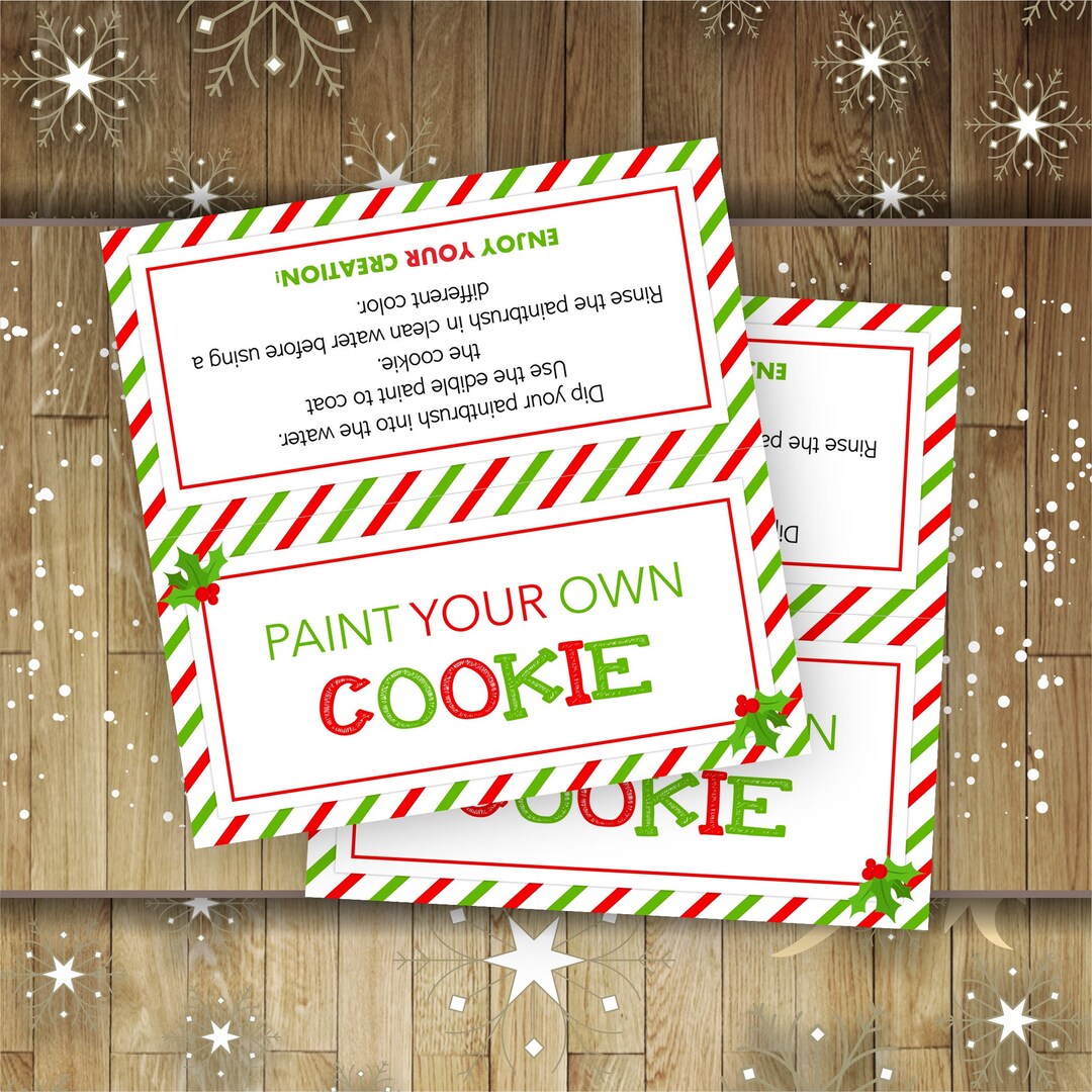Printable Christmas Paint Your Own Cookie Bag Topper 4x4, Christmas PYO