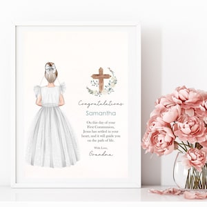 Personalisierter Druck zur Erstkommunion, Geschenk zur Erstkommunion, Portrait zur Erstkommunion, Geschenk zur Erstkommunion für Mädchen, Erstkommunion