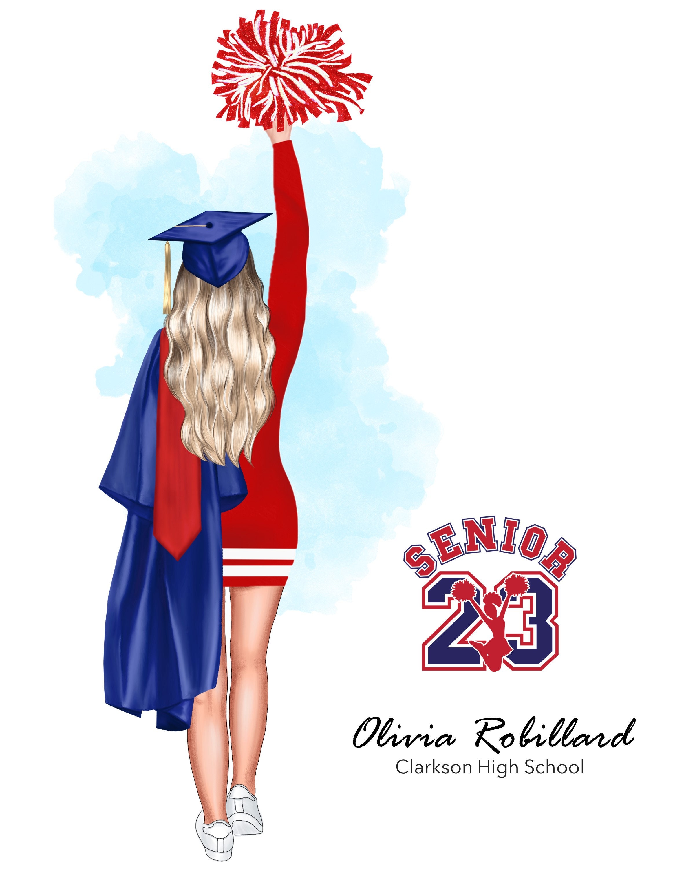Cheerleading Graduation Print Personalized Cheerleader 