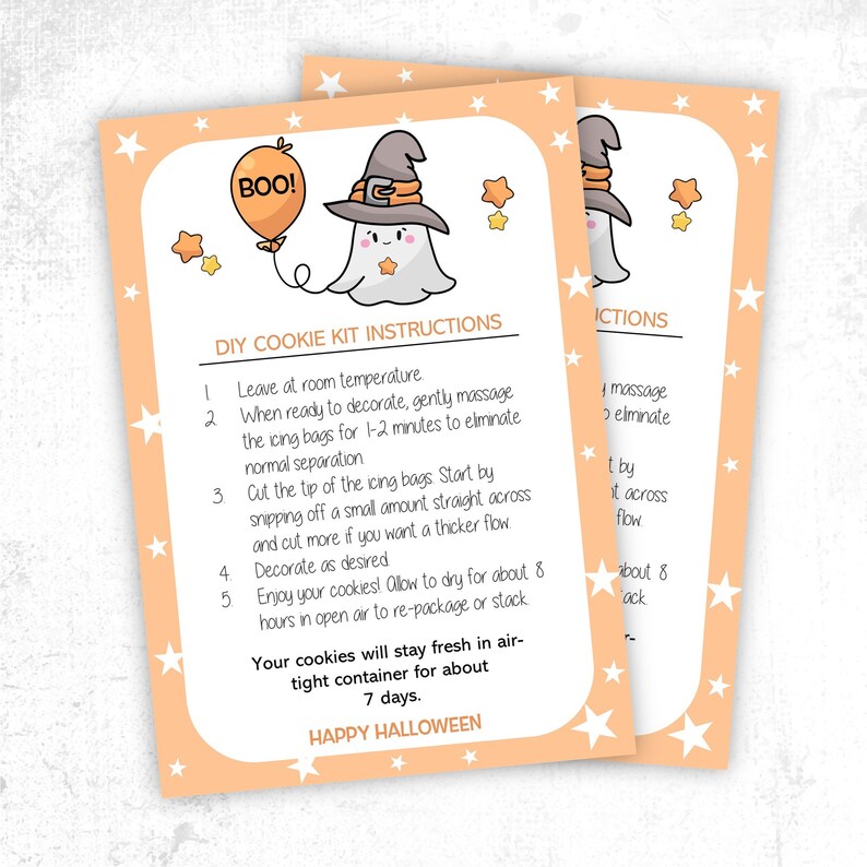 Printable Halloween DIY Cookie Kit Instructions Card | Etsy