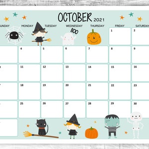 October 2022 Halloween Calendar Planner Printable School | Etsy