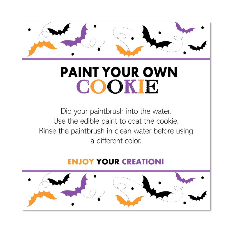 Printable Halloween Paint Your Own Cookie Instruction Tags Etsy Italia