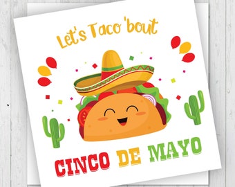 Printable Let's Taco 'bout Cinco de Mayo Tags, Happy Cinco de Mayo Gift Tags, Happy Cinco de Mayo Favor Tag, Cinco de Mayo Day Cookie Tags,