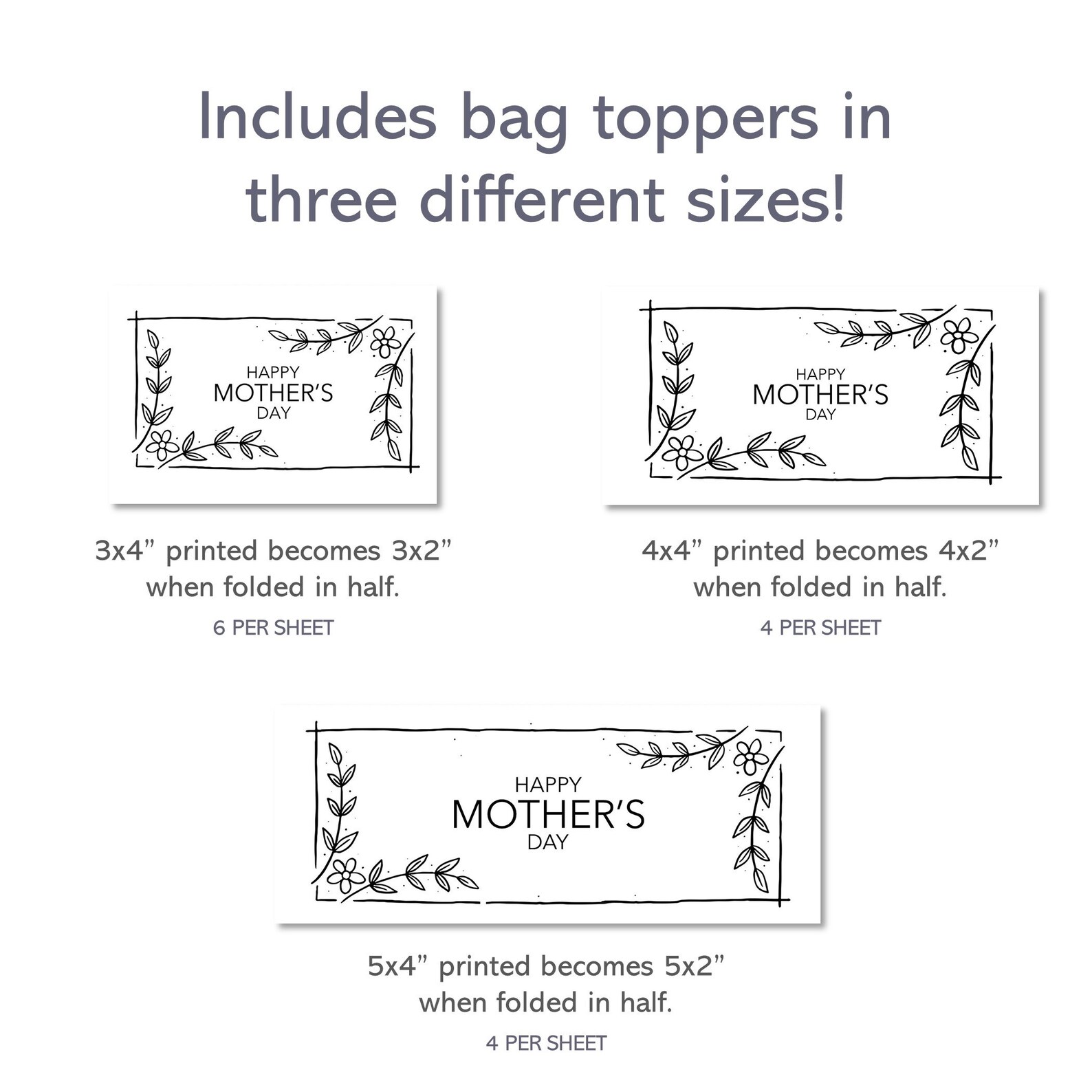 Printable Mother's Day Treat Bag Toppers Mother's Day | Etsy
