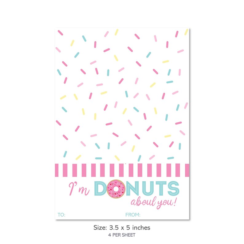 Printable Valentine I/'m Donuts About You Cookie Cards Valentine/'s Day Cookie Cards Valentine/'s Day Gift Tags Valentine/'s Day Cookie Tags