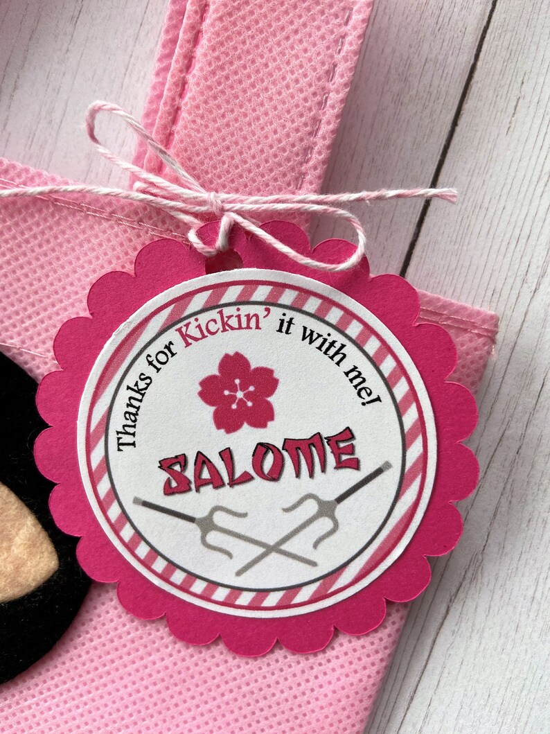 Pink Ninja Girl Favor Bags With Favor Tags Ninja Party Ninja Etsy