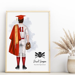 Personalisierter Baseball-Abschlussdruck, Baseball-Abschlussgeschenk, benutzerdefinierter Abschlussdruck, Baseball-Abschlussgeschenk, älteres Baseballgeschenk