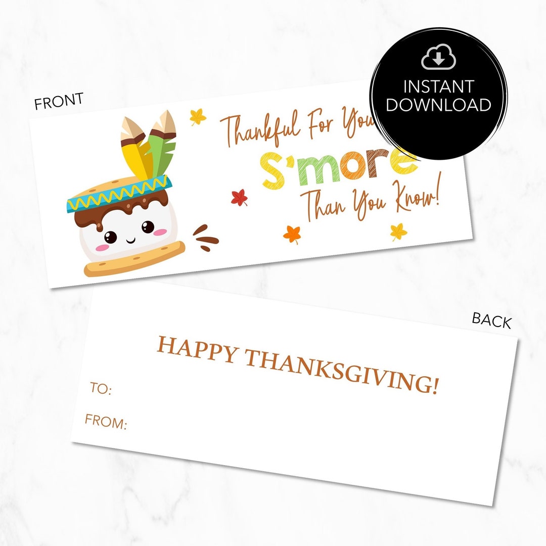 Printable Thanksgiving Smores Bag Topper, Thanksgiving Favor Tag ...