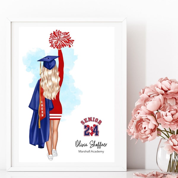 Personalized Cheerleader Graduation Print, Cheerleader Graduation Gift, Cheerleader Gift, Custom Graduation Print, Cheerleader, Graduation