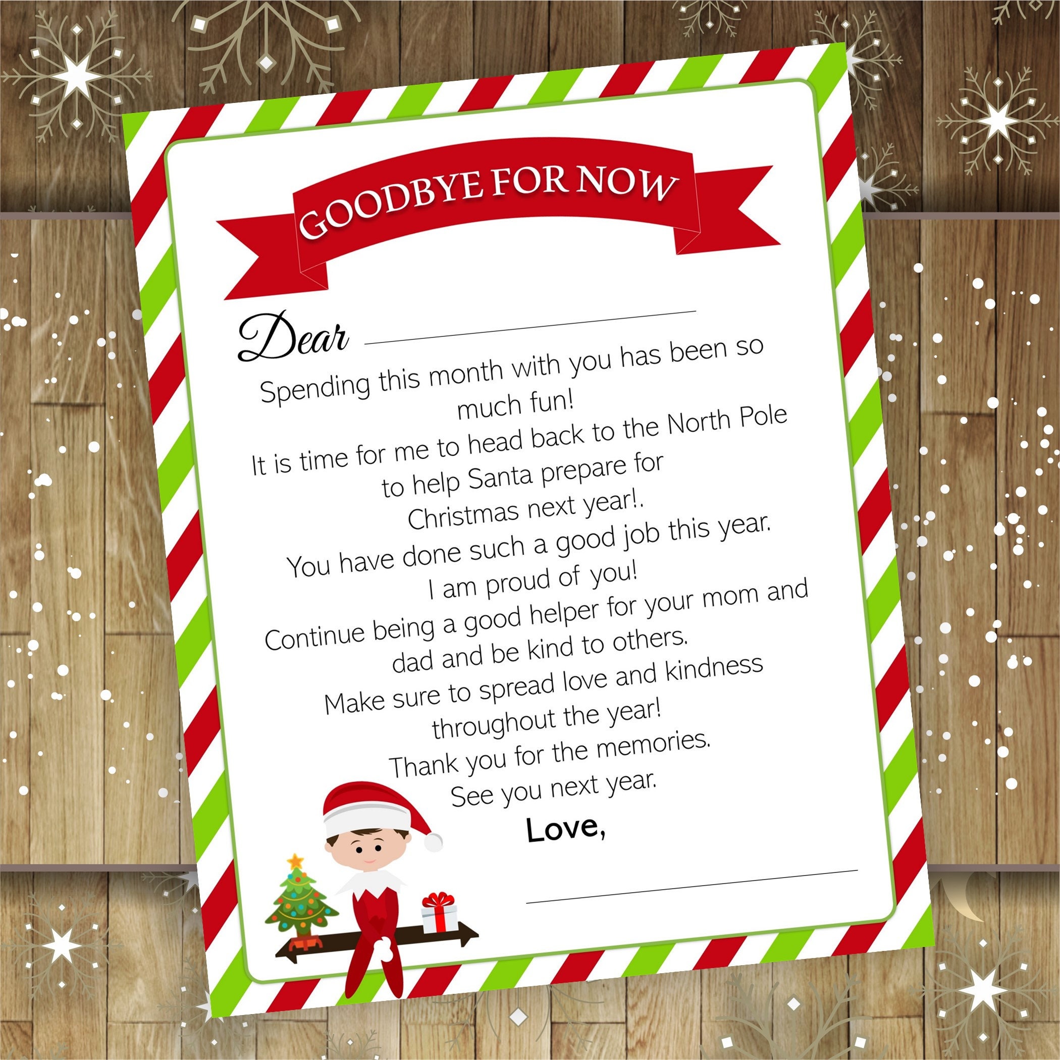 Printable Elf Goodbye Letter Goodbye from your Elf Letter | Etsy