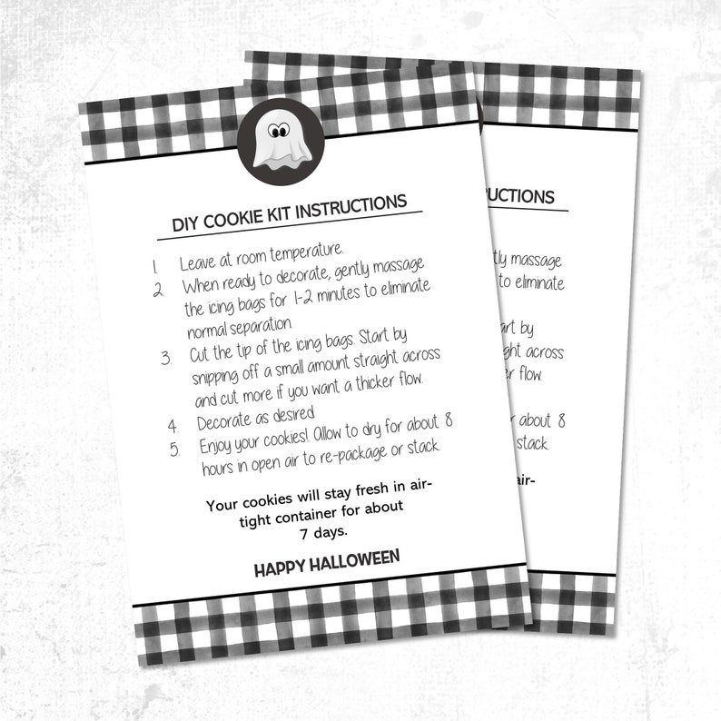 Printable Halloween DIY Cookie Kit Instructions Card | Etsy