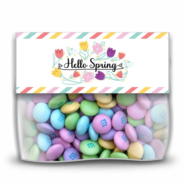 Printable Hello Spring Treat Bag Toppers, Hello Spring Bag Toppers, Spring Bag Toppers, Hello Spring Treat Tags, Hello Spring Favor Tags