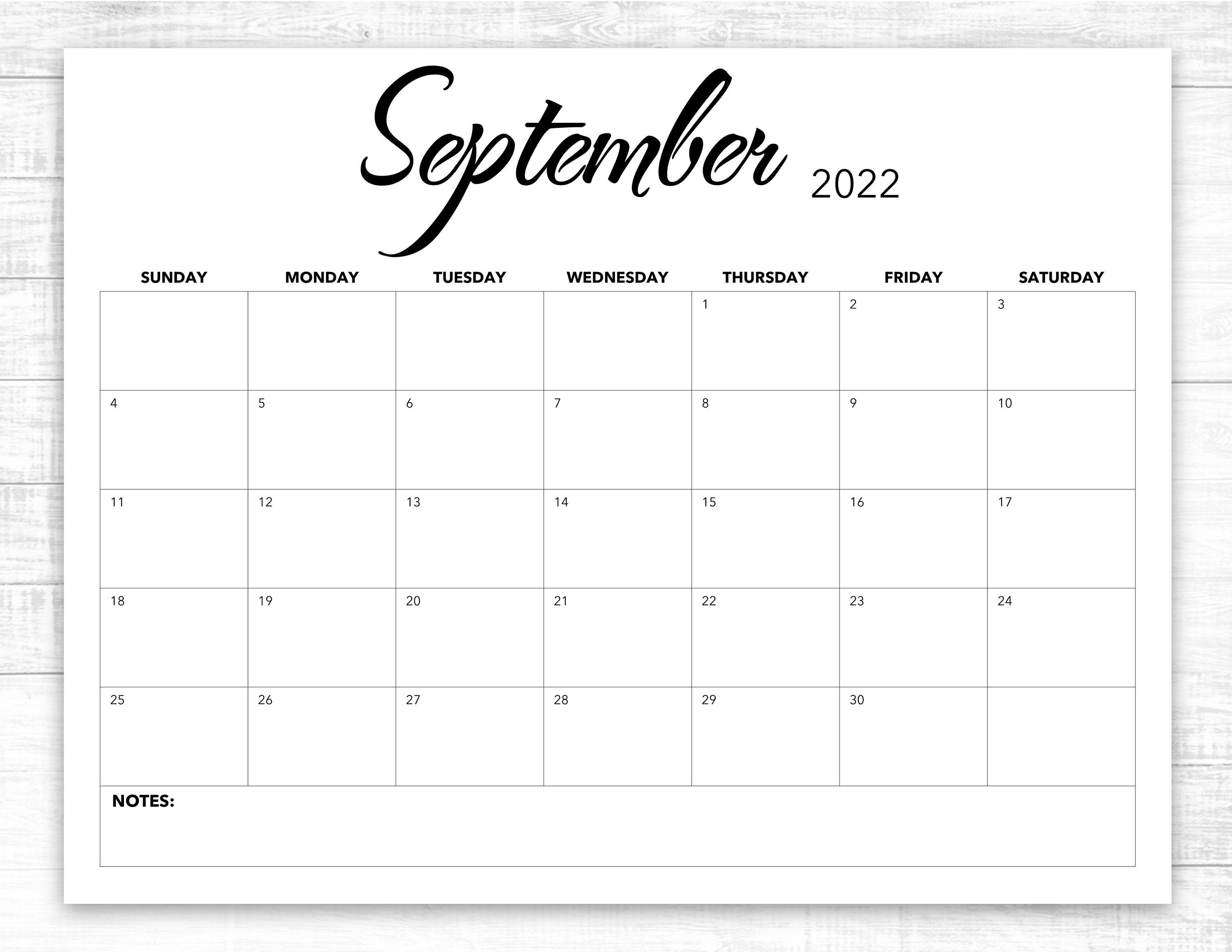 Printable/fillable September Calendar 2022 Planner September Etsy Canada
