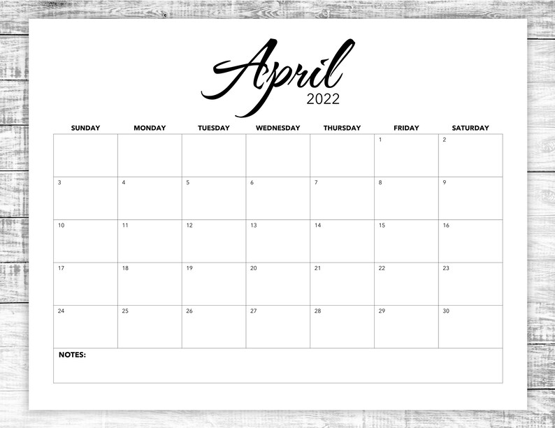 Printable April Calendar 2022 Planner April 2022 Minimalist Etsy