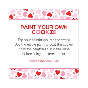Printable Valentine's Day Paint Your Own Cookie Tags, Valentine's Day ...