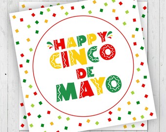 Printable Let's Taco 'bout Cinco de Mayo Tags, Happy Cinco de Mayo Gift Tags, Happy Cinco de Mayo Favor Tag, Cinco de Mayo Day Cookie Tags,