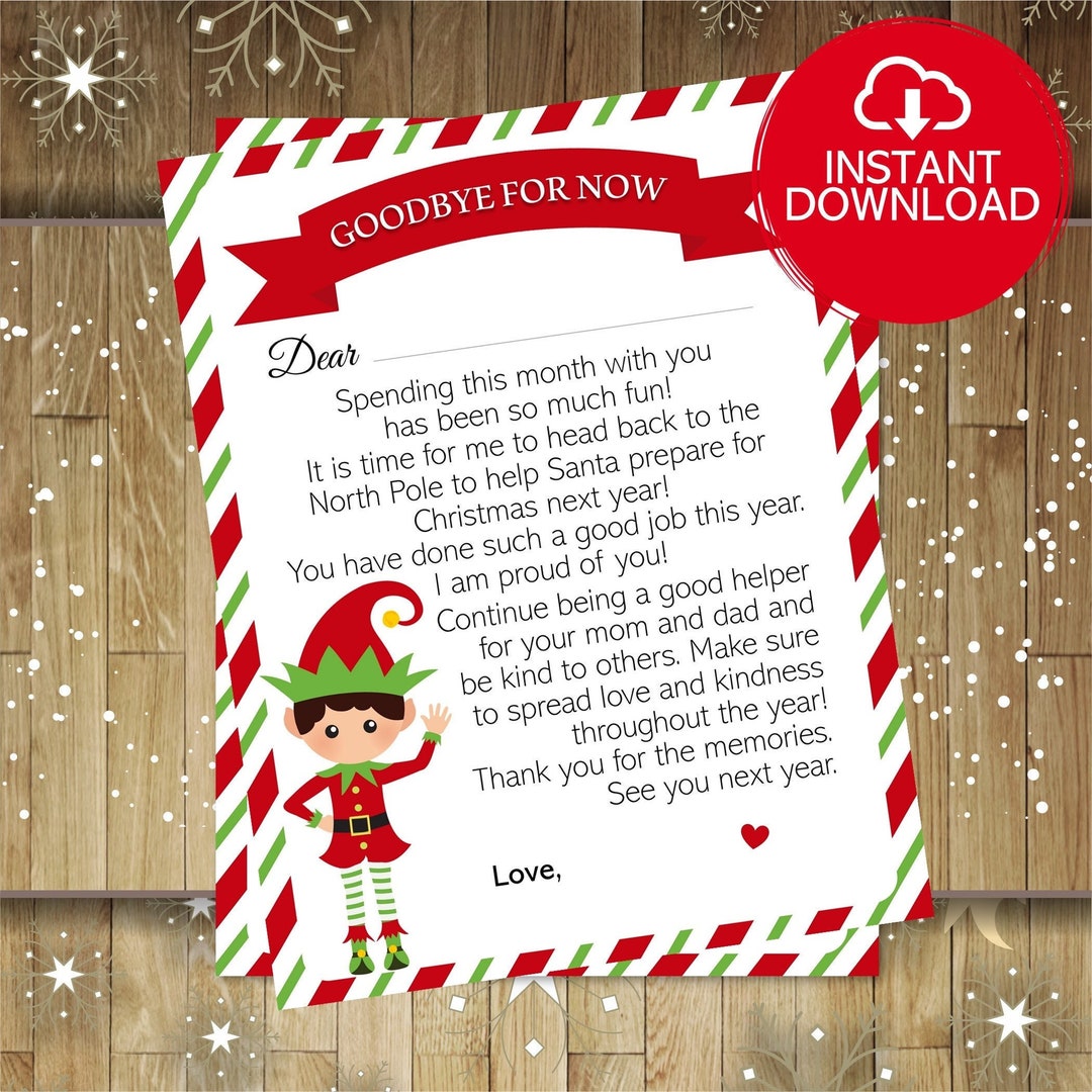 Printable Elf Goodbye Letter Goodbye From Your Elf Letter