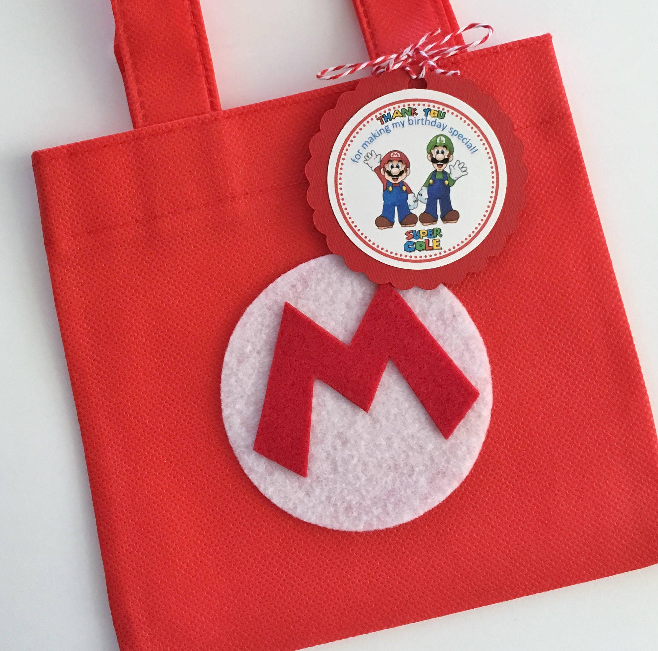 Set Of 12 Super Mario Bros Favor Bags With Personalized Thank | Etsy