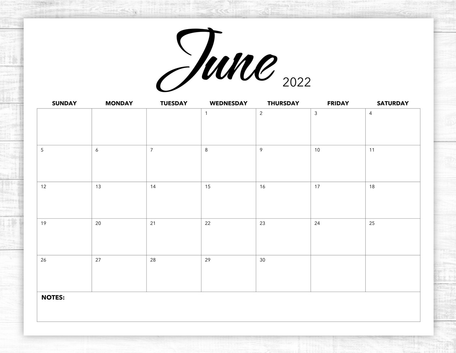 Printable June Calendar 2022 Planner June 2022 Minimalist Etsy