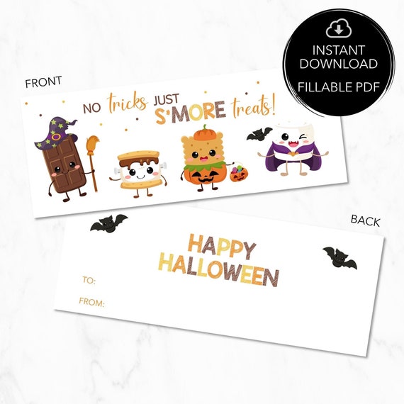 Printable Halloween Smores Bag Topper Halloween Tag Topper - Etsy