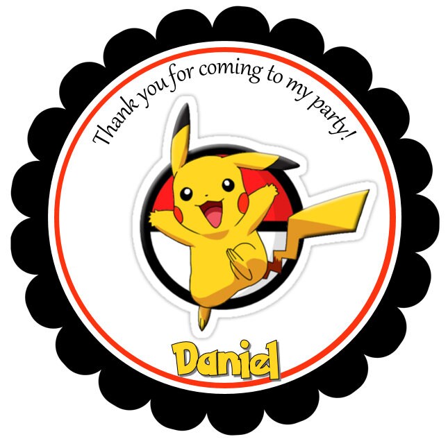 Printable Pikachu Favor Tags Pikachu Thank you Tags Pikachu | Etsy