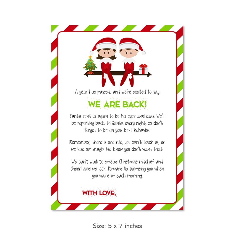 Printable Elf Arrival Goodbye Letters Elves Letter Hello Etsy