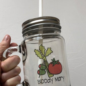 Mason Jar, Bloody Mary Glasses, Mason jar with lids, Mason jar drinking glasses, mason jar with straw, Bloody mary, bloody mary glass, him