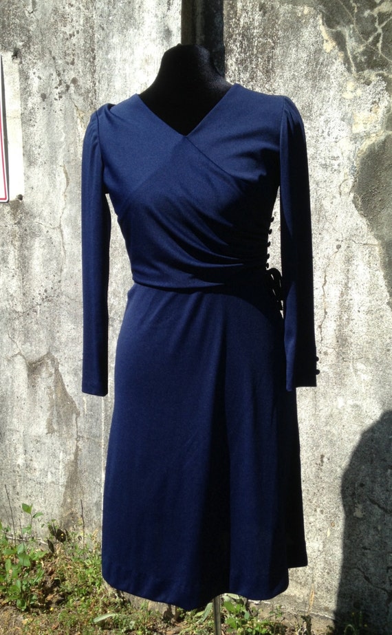 blue faux wrap dress