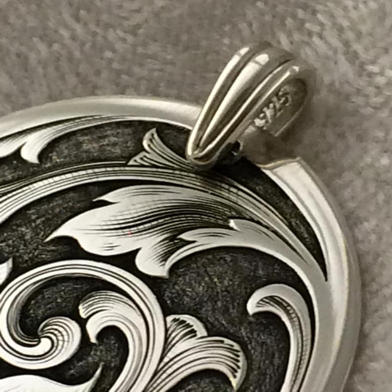 Hand Engraved Sterling Silver Pendant by Tooled Metals on Etsy Etsy