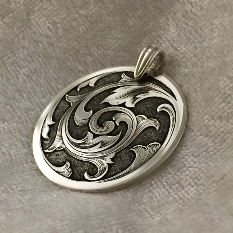 Hand Engraved Sterling Silver Pendant by Tooled Metals on Etsy Etsy