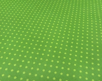 Stof popeline katoen 2 mm stippen stippen groen groen geel jurkstof kinderstof decoratiestof