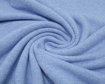 Italian knit fabric, 100% Merino wool, solid light blue, blue melange, dress fabric, children's fabric, merino wool knit